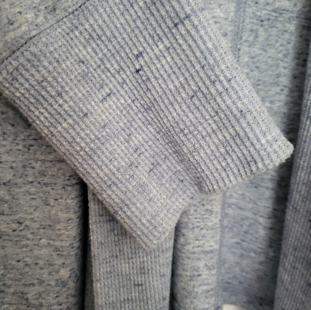 Talbots Heathered Blue Long Sleeve Shawl Collar Open Sweater Cardigan Medium - Picture 5 of 8